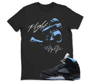 AJ5 Black Uni Blue White Matching Shirt, MJ GOAT Graphic Tee, Rap HipHop Unisex T-Shirt, Gift For Women and Men, Best Gift
