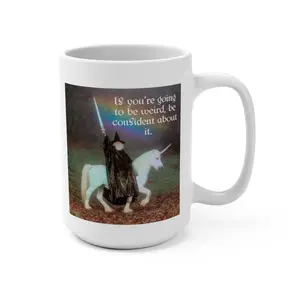 Confidently Weird Wizard Riding Unicorn Mug