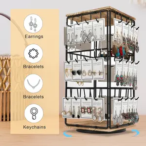 Jewelry Storage Rack, Jewelry Storage Unit, Earring Display Stand, 360° Rotating Jewelry Holder, Suitable for Rings, Earrings, Necklaces, Bracelets