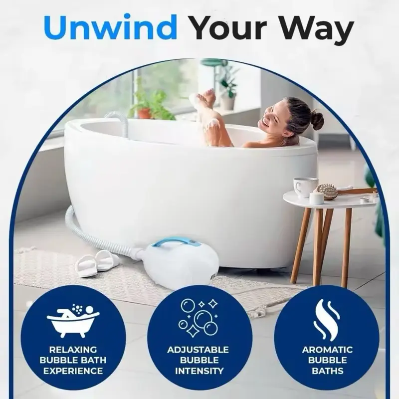 Spa Bath Mat Full Body Massager - Portable Hot Tub Mat with Warm Air Jets, Remote Control, Non-Slip Adjustable Bubble Bath Massager, Aroma Clip for Essential Oils, Built-in Heater