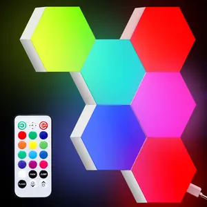 6 Pcs Upgraded Smart Color-changing Hexagonal LED Lights, USB Modern RGB Wall Panels Designed, Perfect for Decorating Living Rooms And Bedrooms