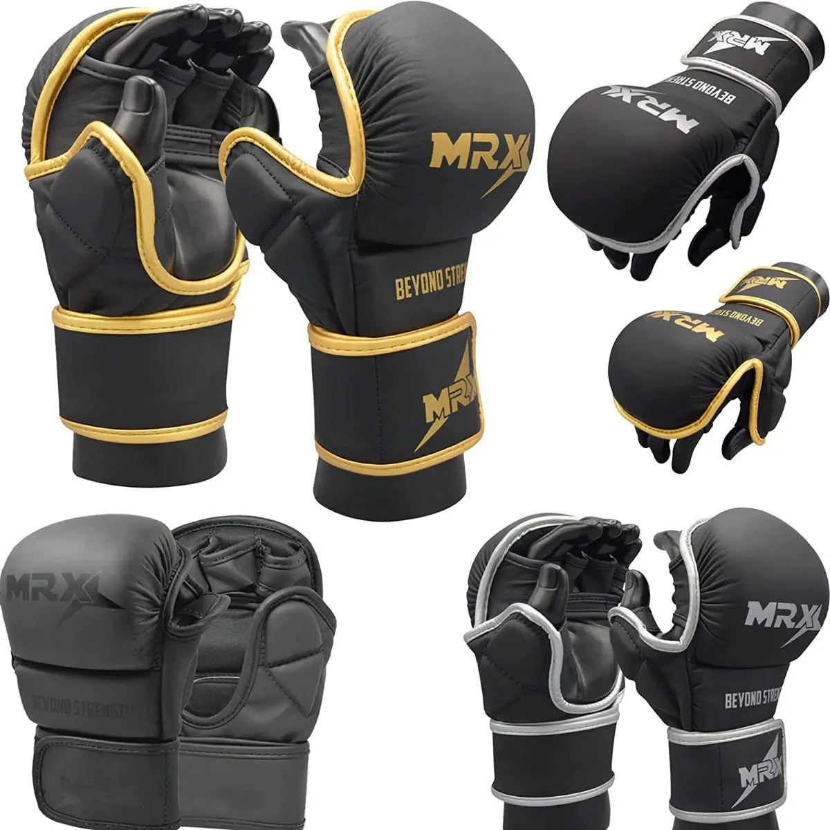 MRX BOXING & FITNESS Men's 7 oz Open Palm Gloves, Adjustable Synthetic Leather Training Gear for MMA, Kickboxing & Sparring, Sturdy, Mma Workout