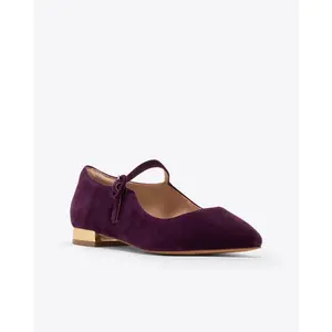Adeline Mary Jane Flats in Plum Velvet