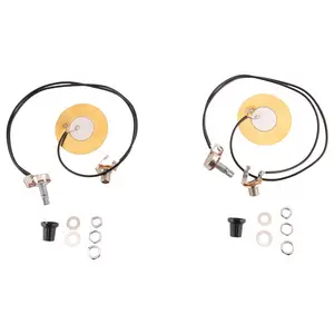 2Pcs 50MM Guitar Pickup Piezo Transducer Prewired Amplifier with 6.35MM Output Jack for Acoustic Guitar Ukulele Cigar Box Guitar
