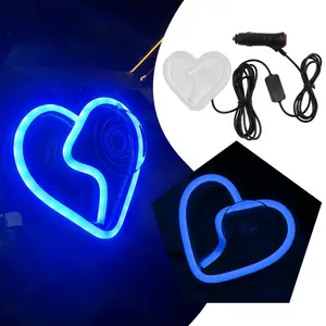 FCCEMC LED Window Atmosphere Light Cute Heart Shaped LED Ambient Light Car Charge With Remote Control Interior Decoration Lamp Car Decorative Light