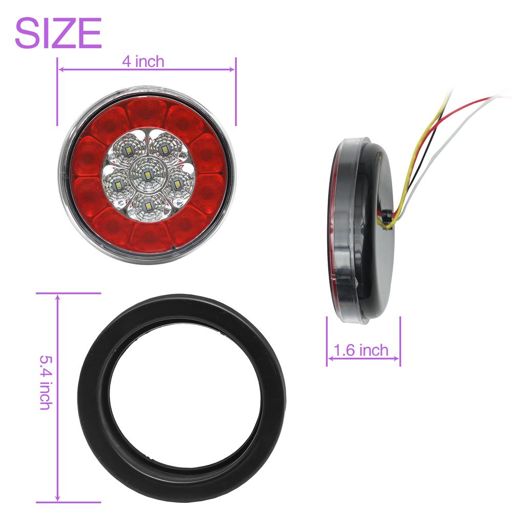 4Pcs 6" Oval 10LED 12V Tail Lights Waterproof Stop Brake Reverse Red White For Truck Trailer RV SUV Exterior Accessories