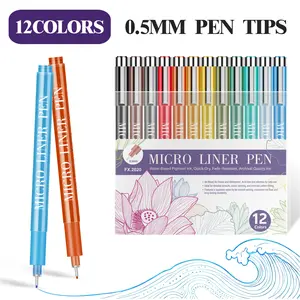 12-Color 0.5mm Fine Point Pen | No Bleed Water-Based Pigment Ink, Quick-Dry, Fade-Resistant, Archival Quality Ink, Extra Fine Tip Marker Pens Micro Pen Set for Writing, Drawing, Bullet Journaling,Planner,Coloring,Bible Study Back to School Office Supplies