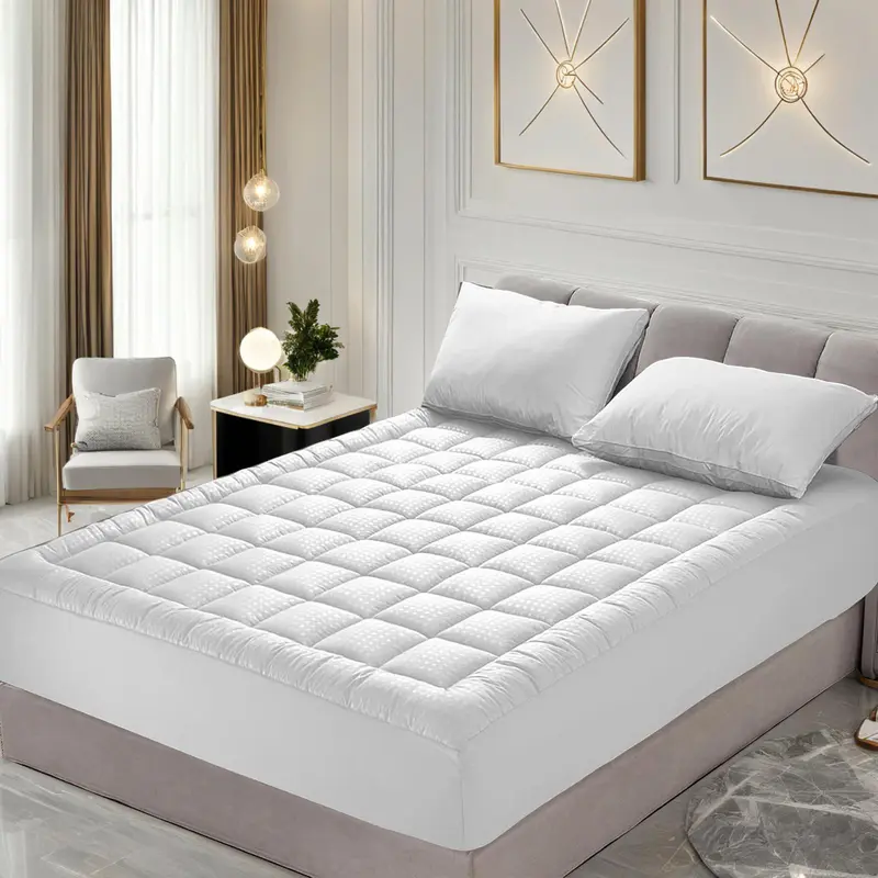 WeCharmer Mattress Pad Protector（350GSM & 500GSM）– Quilted Fitted Cooling Breathable Soft & Fluffy Mattress Topper Cover with 8-21” Deep Pocket – Comfortable Bedding Mattress Protector for Cooler Sleeping
