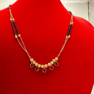 Mangalsutra in red rhinestone with black potey double layered in new design