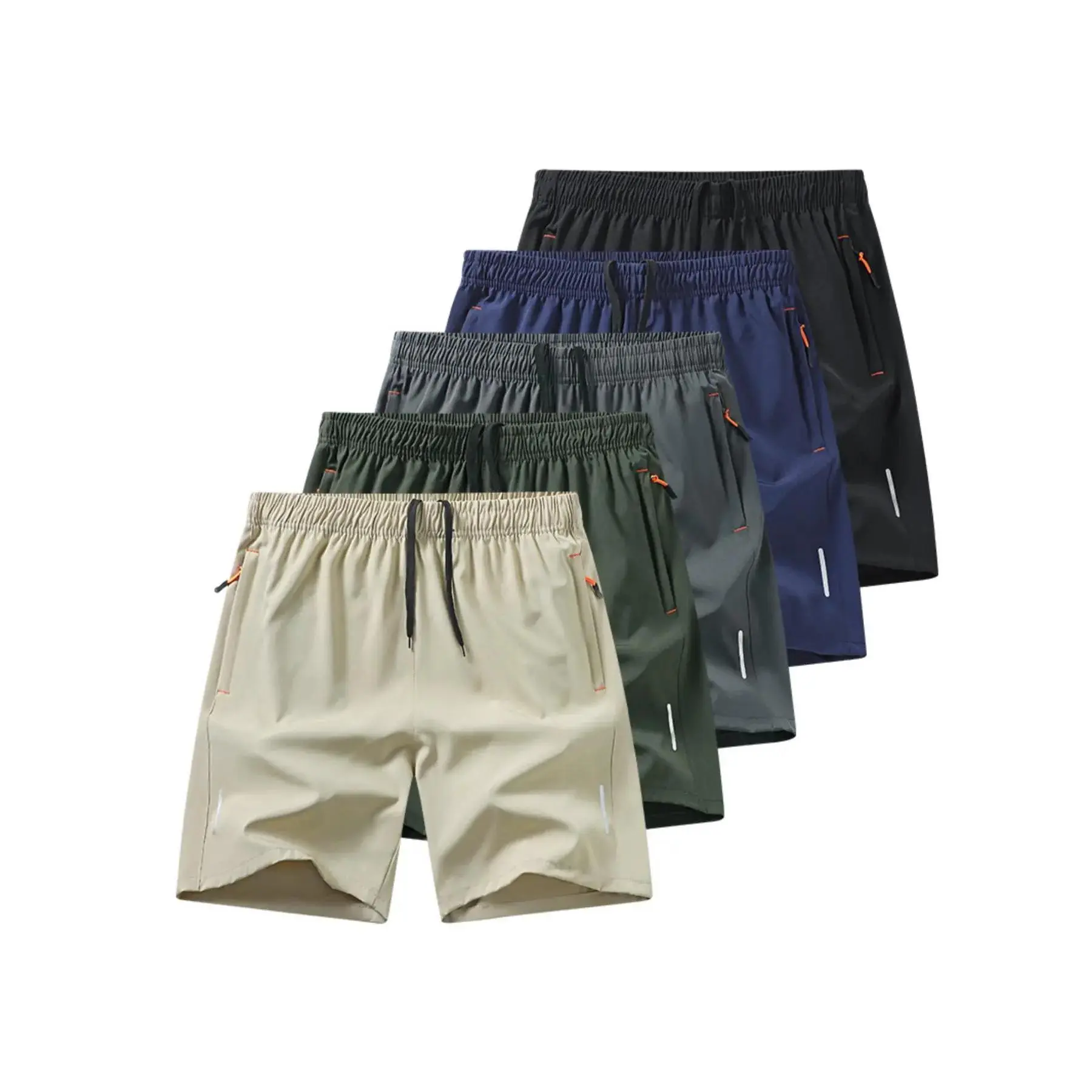 Men's 5-Pack Regular Fitted Gym Shorts - Plain Woven Polyester Mix Fabric, Quick-Dry, Breathable, Stretch, Pocket Storage Workout Wear for Athletic Training