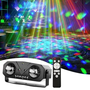 1pc Double Ball Stage LED Corrugated Light with Colorful Rotating Bar Atmosphere for KTV Disco Laser Christmas Halloween Neon Signs Ocean Wave Projector Party Event Sound Light Remote Control Automatic Starry Sky Projection