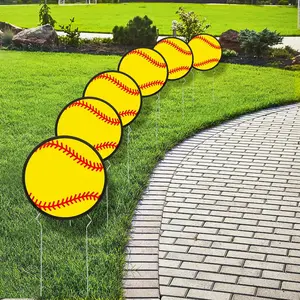 8 1/4" Softball-Shaped Corrugated Plastic Yard Signs - 6 Pc.
