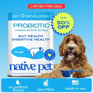 Native Pet Probiotics for Dogs - Dog Probiotics Powder for Digestive Health, Gut Support, & Immune Boost – Vet-Formulated Powder for Maximum Potency with Digestive Enzymes & Prebiotics