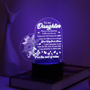 Colorful Heart Design Night Light, 5V USB Powered Children' Room Bedside Decorative Ambient Light, Gift For Daughter