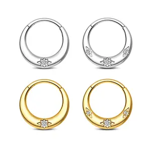 Oufer 16G CZ Hinged Chunky Septum Ring 316L Stainless Steel