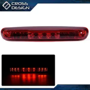 CROSSDESIGN Rear Third Brake Cargo Tail Light Assembly for 2007-13 Silverado/Sierra Truck, Red Lens, LED Lights
