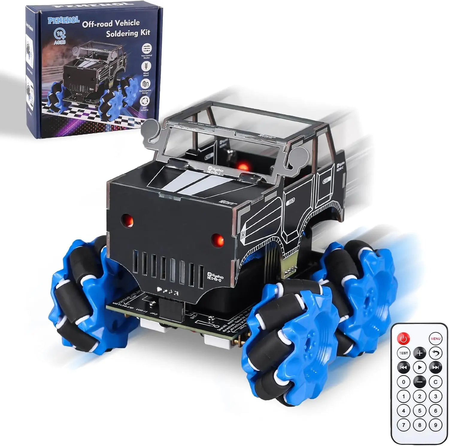 DIY Mini Robot Car soldering Kit, Drfiting Car with Mecanum Wheels, 360° Omni-Directional Movement, Two Control Methods, Fun Educational Toy for College & Hobbyists Soldering Practice