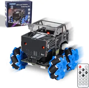 DIY Mini Robot Car soldering Kit, Drfiting Car with Mecanum Wheels, 360° Omni-Directional Movement, Two Control Methods, Fun Educational Toy for College & Hobbyists Soldering Practice