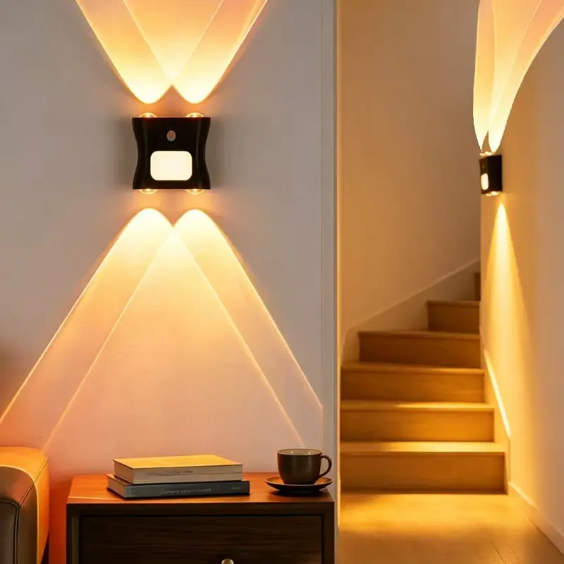New Rechargeable Wall Lamp with Remote, RGB Smart Ambient Light, Multi-Color Temperature, Motion Sensor, Ideal for Bedroom, Hallway, Staircase, Wireless Wall Sconces, Led Atmosphere Lamp, Led Ambient Lighting