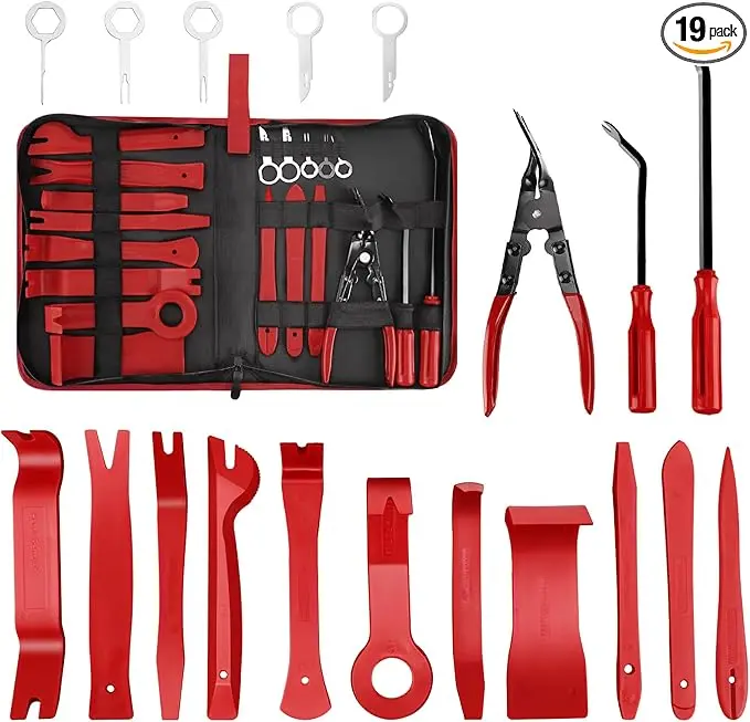19 Pcs Car Trim Removal Tool, Auto Clip Pliers Fastener Terminal Remover Set, Plastic Pry Tool Kit for Car, Removal Car Tool for Panel, Clip & Upholstery