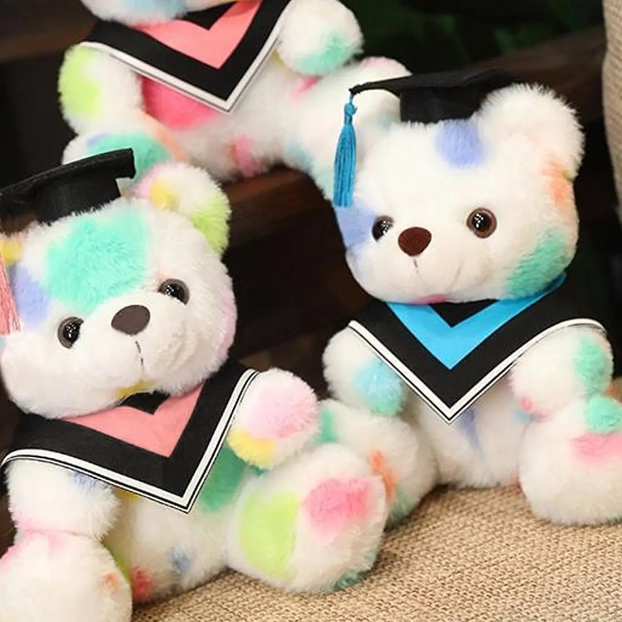 Graduation Bear Doll, 1 Count Colorful Graduation Bear Doll, Stuffed Animal, Graduation Season Commemorative Gift, Cuddly Doll Gift, Home Decor Ornament for Living Room Bedroom, Stuffed Animal Gifts