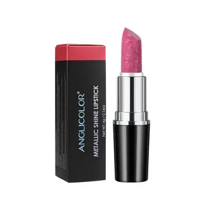 ANGLICOLOR Metallic Shine Lipstick Glitter Bright Pink Lip Gloss Holographic Shimmer Peel Off Hydrating Non-Sticky Full Coverage Plumper Lipgloss - Makeup Lipstick Makeup Glossy Moisturizer Hydrate Moisture lip gloss