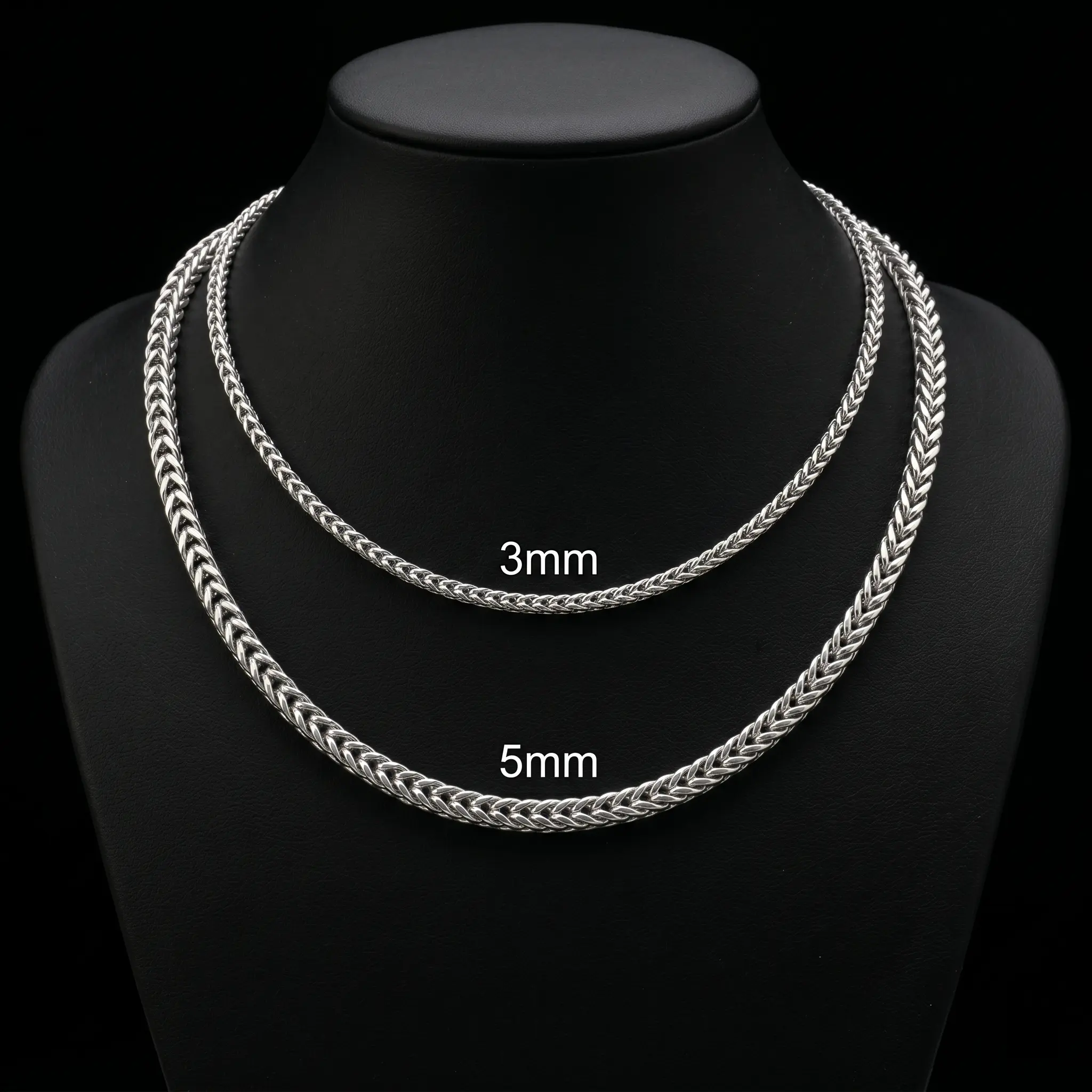 Braided Franco Chain Necklace for Layering, Unisex Stainless Steel Hip Hop Jewelry, Waterproof Anti-Tarnish Daily Chain, 18-26in, 3/5mm, Daily Chain Accessory, Durable Jewelry