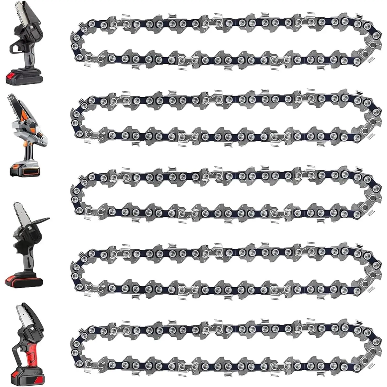 5 Pack 6 Inch  Chain 5 count Replacement Chains for 6-inch Cordless Electric Portable Mini Chainsaws,6Inch  Chains for Pruning Shears and   37 Drive Links