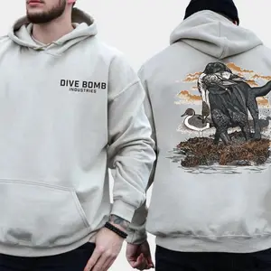 Dive Bomb Industries Hunting Dog Unisex Hoodie, Retriever Duck Waterfowl Back Graphic Pullover, Upland & Waterfowl Hunting Artwork, Outdoor Hunter Lifestyle Hoodie, Neutral Sand Fleece,  california outfit baggy shirt box hoodies august glen black fits