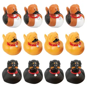 2" Brown, Black and Tan Dog Character Rubber Duck Toys - 12 Pc.