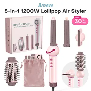 AROEVE Lollipop Air Styler  5-in-1 Ionic Hair Dryer, Straightener Curling Brush, 360° Rotatable, 110,000 RPM, Fast-Dry, Frizz-Free, for Home & Travel Lightweight Daily