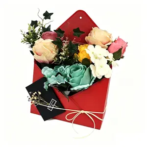 Foldable Envelope Flower Elegant Gift Box with Gold Detail – Luxury Floral Packaging for Wedding, Birthday, Valentine’s & Mother’s Day