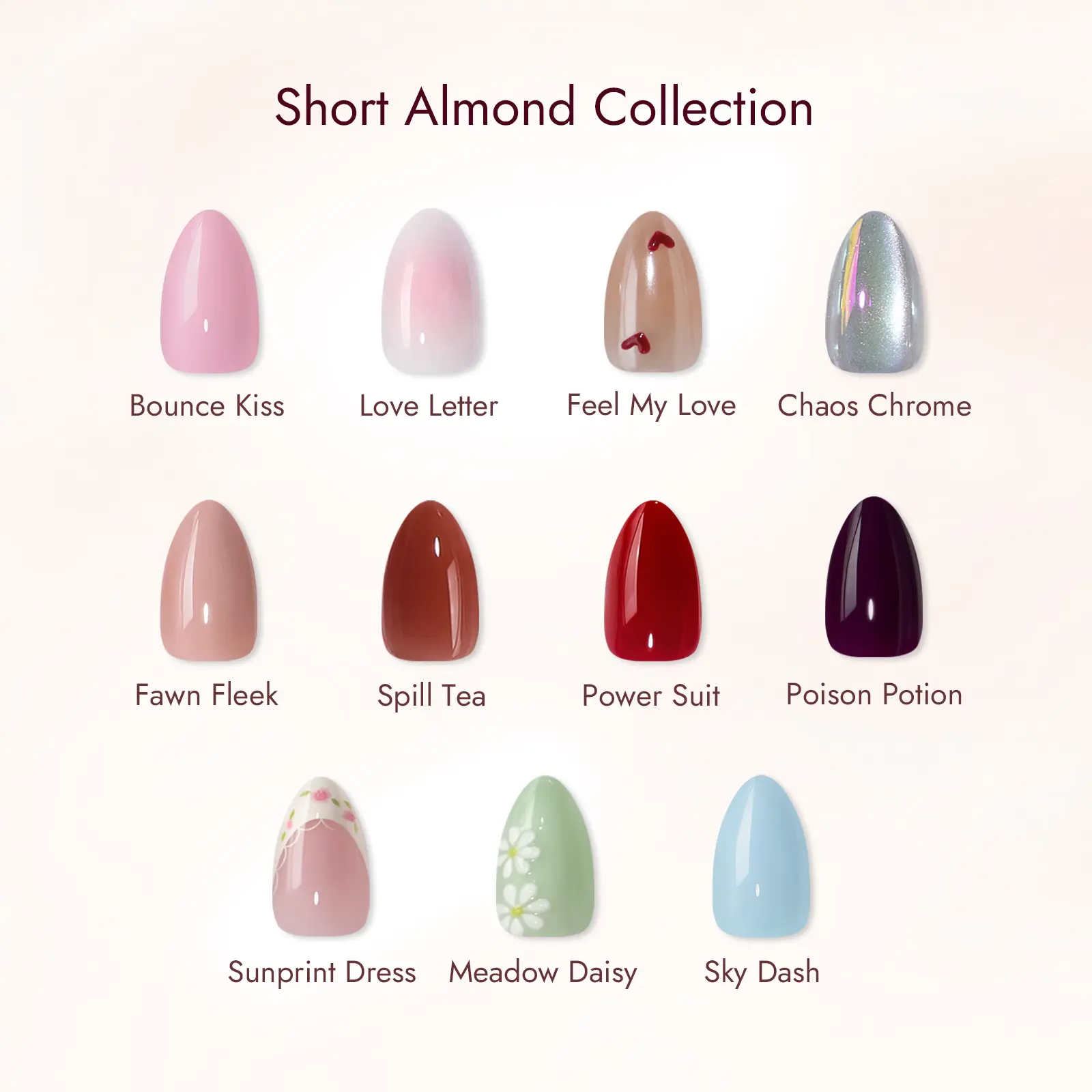 BTArtbox Press On Nails Short Almond, 4-Week Wear Short Press On Nails with Glue and Adhesive Tabs, Short Almond Sparkle Cat Eye Nails, Easy-to-Apply in 16 Sizes - 32 Nails All-in-One Kit, Back To School Nail Kit