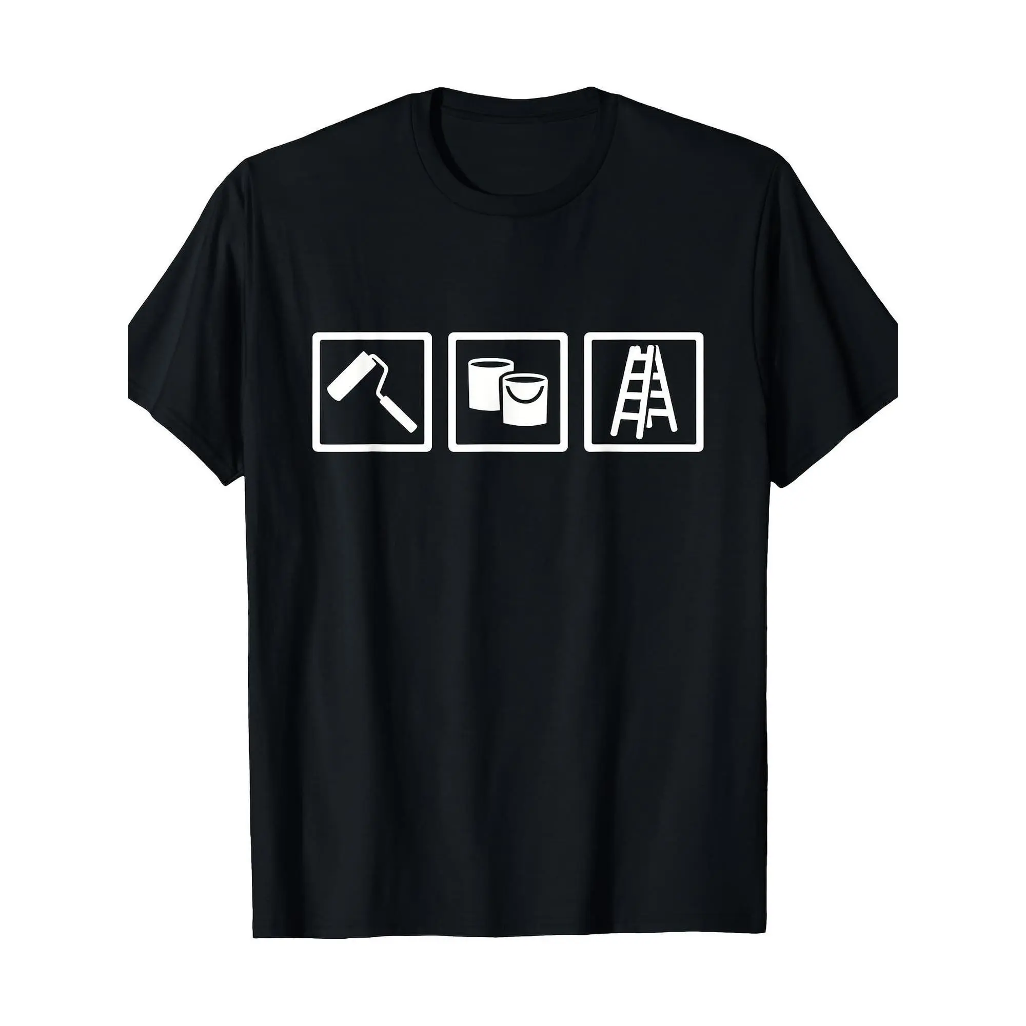 Men's Cotton Short-Sleeve Round Neck Casual Painter Graphic T-Shirt - Menswear Tops, Machine Washable, All-Season Regular Comfort Fit, Fabric, Foldable, Graphic Art