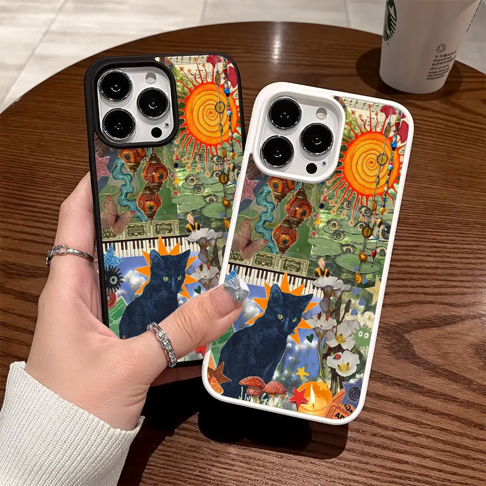 Premium Magnetic Case for iPhone11/12/13/14/15/16/promax Vintage Creative Cat Collage y2k cased MagSafe Ready, Anti-Fall, Springtok and Ultra-Thin Design | Perfect for Everyday Use Protector Screen Protector Aesthetic Resistance Shockproof Protection