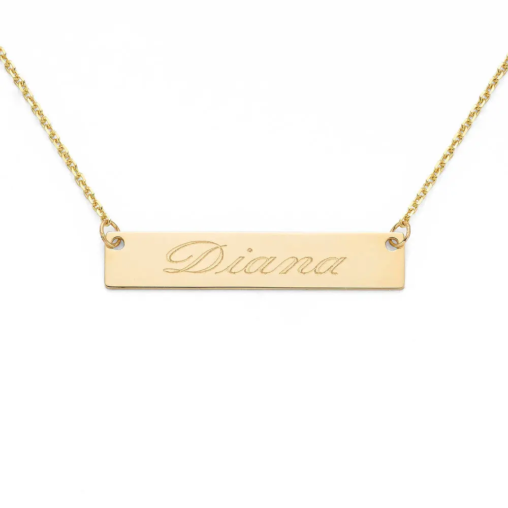 14K Yellow Gold Name Bar Necklace