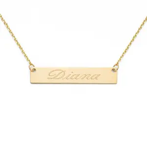 14K Yellow Gold Name Bar Necklace