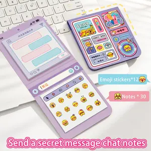 Fun Creative Whisper Chat Sticky Notes, Tear-Off Back Glue Message Stickers, Self-Cut Emoji Stickers for Handbook Decoration
