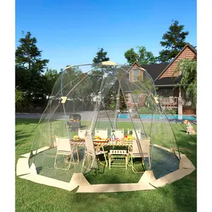 8-10 Person Pop Up Clear Bubble Tent, Transparent Igloo Dome Outdoor Shelter, Rainproof Windproof Quick Setup Screen House, All Weather Sun Protection Tent for Family Camping Backyard Patio Deck Sports Events