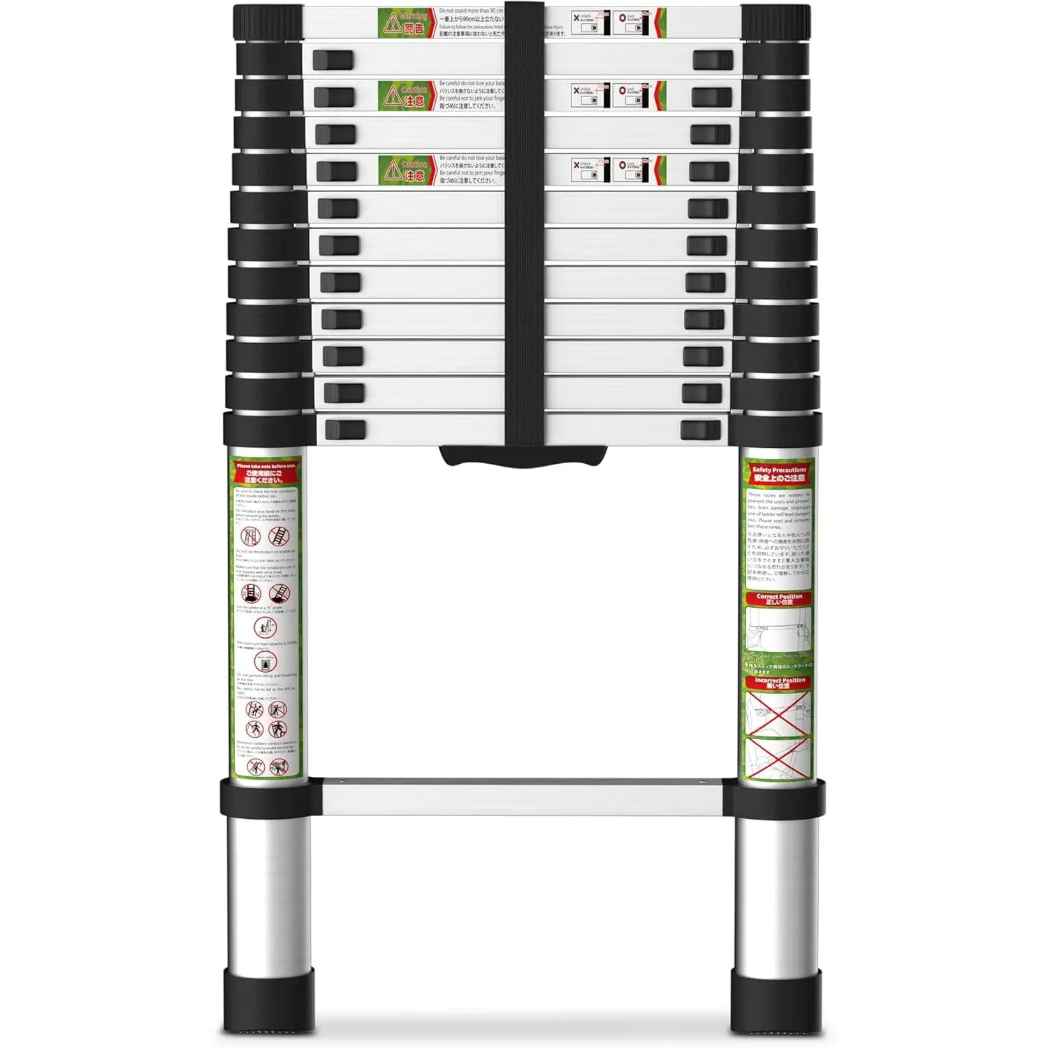 Telescoping Ladder for RV & Attic, 12.5FT Extension Ladder with Dual ...