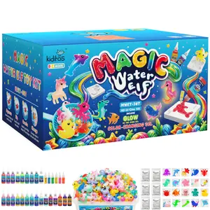 Kiditos Magic Water Elf Toy Kit with 24 Magic Gels & 6 Glitter Powders & 20 Molds, Summer DIY Creative Crafts for Kids Ages 3+, Make Your Own Squishies Water Pets, Fun Science Activity & Birthday Gifts (Model 30T)
