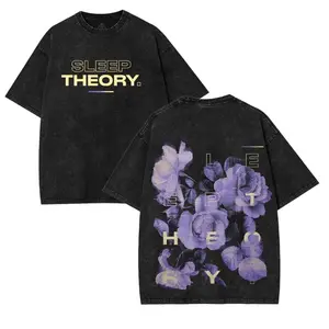 Vintage Floral Graphic T-Shirt: Sleep Theory Wash Tee, Unisex Cotton Hoodie & Sweatshirt in Music-Inspired Design, High-Neck Comfort for Arcadia Fans, Retro Music Apparel
