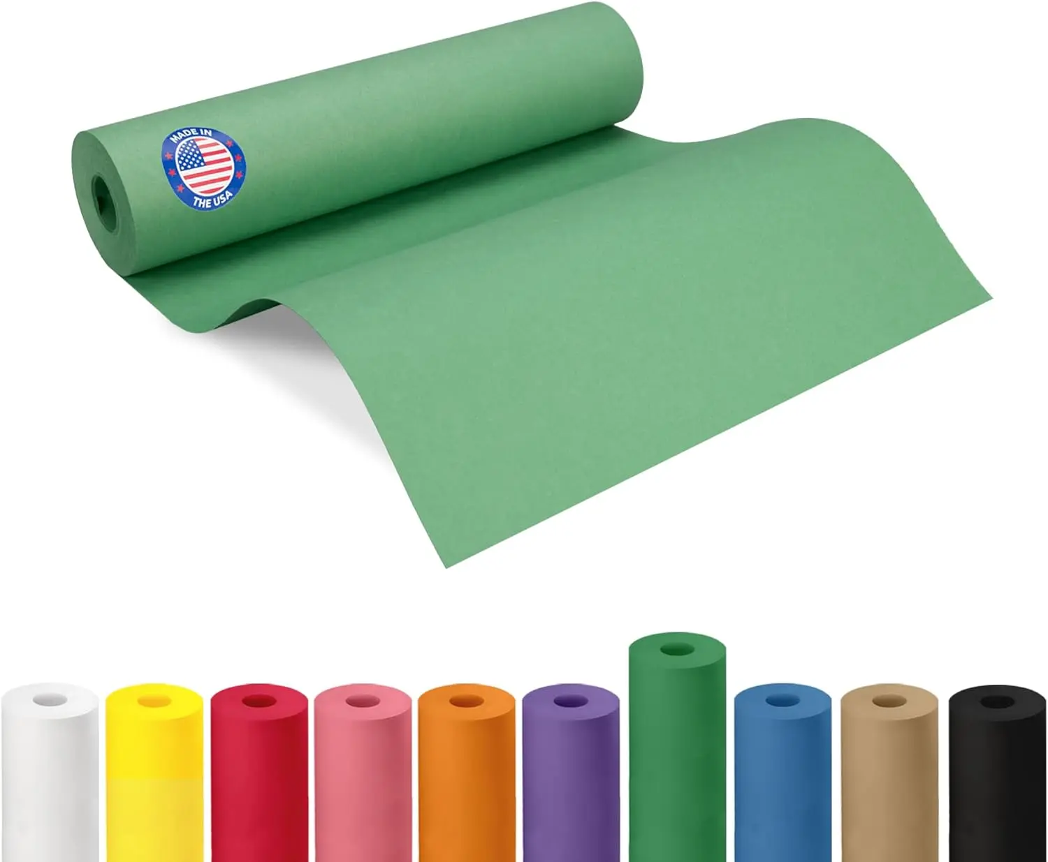 12" x 1200" (100 feet) Green Kraft Paper Roll - USA-Made Quality Craft Paper for Gift Wrapping, Kids' Arts & Crafts, School Projects - 100% Recycled Natural Material 50lb Thickness by IDL Packaging