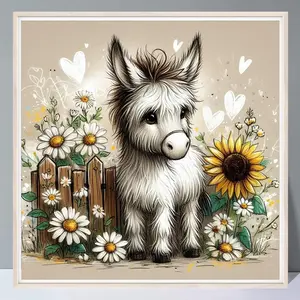 Donkey Pattern DIY Diamond Arts Colorful Painting Kit without Frame, DIY 5D Diamond Arts Colorful Painting Kit, Wall Art Decor for Home Living Room Bedroom