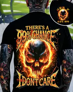 Chaosmoda Generation X There's A 99% Chance I Don't Care Custom Year Skull T-shirt