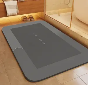 Large diatomaceous earth carpet - Quick Dry, Non-Slip, Soft, Absorbent Floor Mat, Non-Slip Mat, Suitable for Bathroom, Laundry Room, Bedroom, Study, Door Mat, Kitchen Mat, Shower Room, RV ，Absorbent  Dark Gray bathroom decor  Diatomite Rug Bathmat