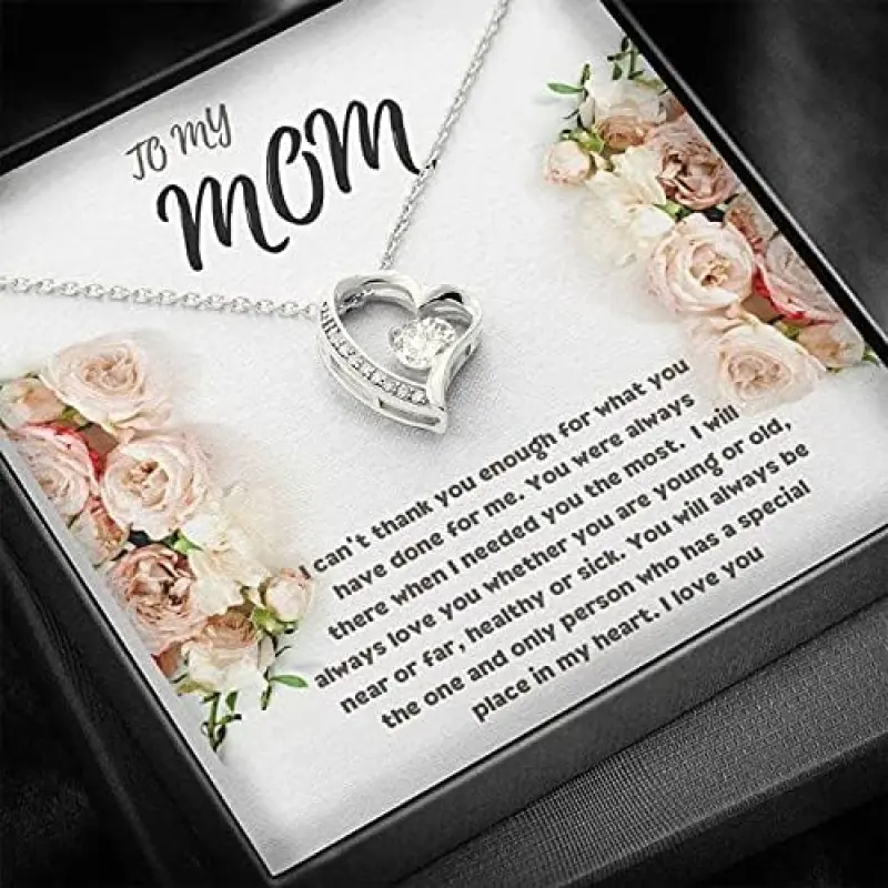 To My Mom Gift for Mom, Mother's Day, Birthday, Christmas, Silver necklace, Jewelry for mom, 14K White Gold Necklace I love you