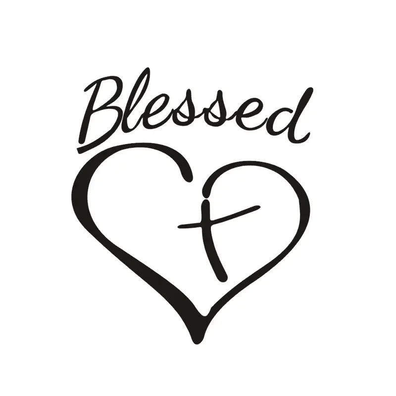 Durable Vinyl Religious Christian Faith Car Sticker - Blessed Hearts Lettering, Bisphenol A (BPA)-Free, Easy-Apply Inspirational Love Automotive Exterior Rear Window Decal Accessory