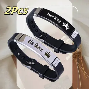 2PCS Couple Bracelets for him and her,Bracelet Gift for Men Women Husband Wife Couples Boyfriend Girlfriend Lover  His Her Couple Set