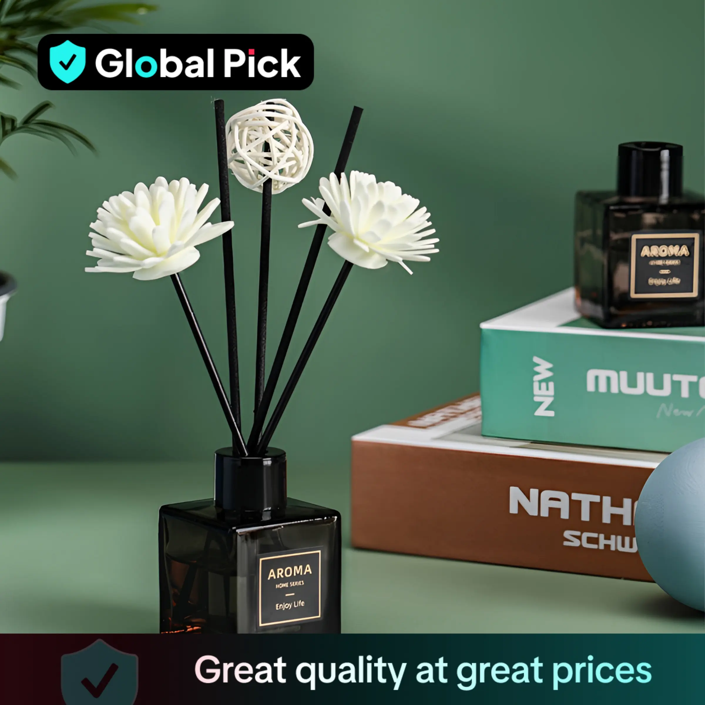 50ml Reed Diffuser with Stick, Aromatherapy Essential Oil Diffuser, Home Fragrance Reed Diffuser for Bathroom, Bedroom, Living Room, Office